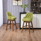 Olive - Set of 2 - 27"  Linen Swivel Counter Stools Seat with Solid Wood Legs - 360° Rotation for Kitchen & Dining Room