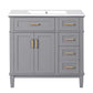 Modern Bathroom Vanity With Ceramic Sink, Soft Close Storage Cabinet