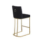 Sohana - Set of 2 - 26" Velvet Bar Stools with Backrest, Gold Brushed Metal Legs, Upholstered Dining Chairs, Black Velvet Fabric