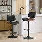 Alessa - Set of 2 - 26" Adjustable Walnut Bentwood & Black Leather 360° Swivel Bar Stools