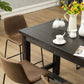 Valencia - Set of 7 - Antique Black Counter Height Dining Set with Brown Upholstered Chairs and Rectangular Wood Table with Footrest - Seats 6