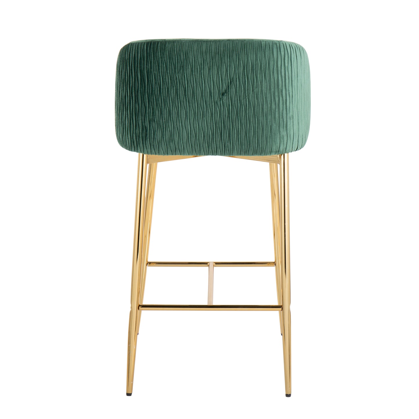 Franklin - Set of 2 - 24" Green Glam Velvet Counter Stools with Gold Base Fixed Height