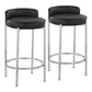 Evadne - Set of 2 - 29" Black Faux Leather Contemporary Counter Stools in Chrome