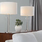 Master - 29" Contemporary Table Lamp (Set of 2) - Polished Nickel / White