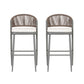 Outdoor Bar Height Metal Frame Counter Stools With Scallop Shaped Backrest & Water Resistant Cushions
