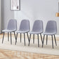Luxury Simple Chair Linen Cotton High Resilience Dining Chair With Black Metal Legs (Set of 4) - Light Gray