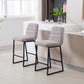 Porter - Set of 2 - 24" Coffee Linen Bar Stools with Footrest - Modern Upholstered Kitchen Chairs