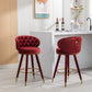 Cylvara - Set of 2 - 28" Claret Red Velvet Counter Height Bar Stools with Solid Wood Legs and 360° Swivel