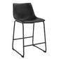 Larenzo - Set of 2 - 26" Black Faux Leather Counter Stools, High Backrest, Sturdy Metal Legs, Industrial Design