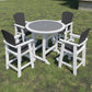 Dunbridge - Set of 5 - 29" Square HDPE High Top Bar Table & Chair Set in White & Gray, Outdoor Dining