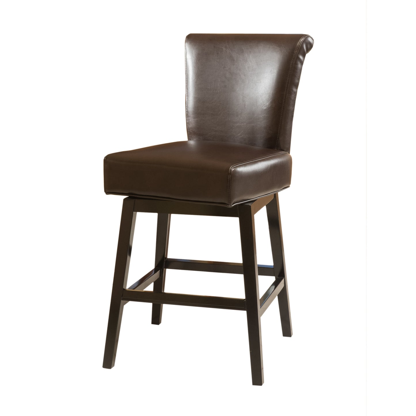 Stenton- Set of 2 - 28'' Height  Brown PU Leather Swivel Counter Stools