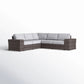 Wide Reversible Outdoor Sectional Sofa With Cushions - Brown / Gray