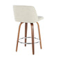 Tavronis - Set of 2 - 24" Mid-Century Modern Walnut Counter Stools with Cream Fabric Upholstery