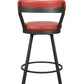 Appart - Set of 2 - 29" Red Faux Leather Swivel Bar Stools with Metal Base & High Back for Dining Room