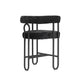 Lynsandra - Set of 2 - 24" Black Chenille Upholstered Bar Stools with Curved Backrest and Black Metal Legs