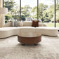 Drum Shaped Coffee Table With Hidden Storage Drawer, Low Profile For Living Room - Walnut