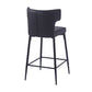 Hveron - Set of 2 - 28"Counter Height Bar Stools, Modern Black Upholstered Chairs with PU Leather, Metal Frame & Footrest for Kitchen Island or Bar Table