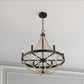 Starry - Chandelier 6 Candle Light Wood Beaded Pendant Light For Dining Room - Black / Clear