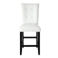 Lustre - Set of 2 - 24” White Faux Leather Counter Stools with Button-Tufted Backs