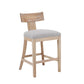 Pivora - Set of 2 - 27" Linen Upholstered Counter Stools with Natural Rubberwood Frame, High Back, and Footrest