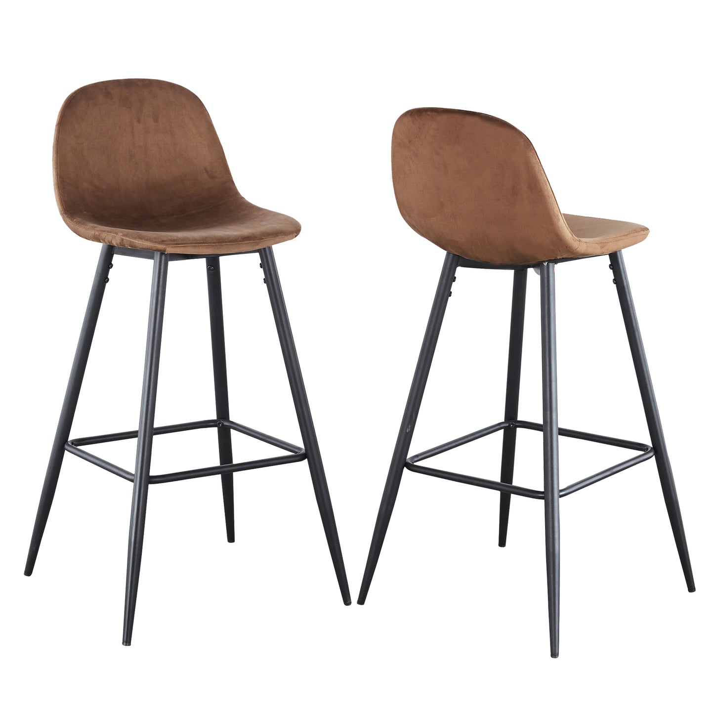 Narellan - Set of 2 - 30" Novara Velvet Bar Stools with Back & Footrest, Sturdy Metal Legs, Easy Assembly for Kitchen & Island