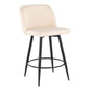 Taisley - Set of 2 - 26" Cream Faux Leather & Black Metal Swivel Counter Stools, Modern Design with Round Footrest