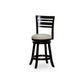 Granby - Set of 2 - 24" Espresso Swivel Counter Stools with Beige Fabric Seat and Slat Back