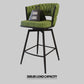 Wistova - Set of 2 - 26" Green Linen Woven Swivel Bar Stools with Black Metal Base, Backrest & Footrest