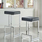 Avelora - Set of 2 - 25" Black Faux Leather Counter Stools with Chrome Frame