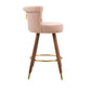 Viatora - Set of 2 - 27" Pink Swivel Solid Wood Bar Stools with High Back and Footrest