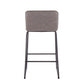 Ashira - Set of 2 - 24" Grey Faux Leather Counter Height Stools with Black Metal Legs