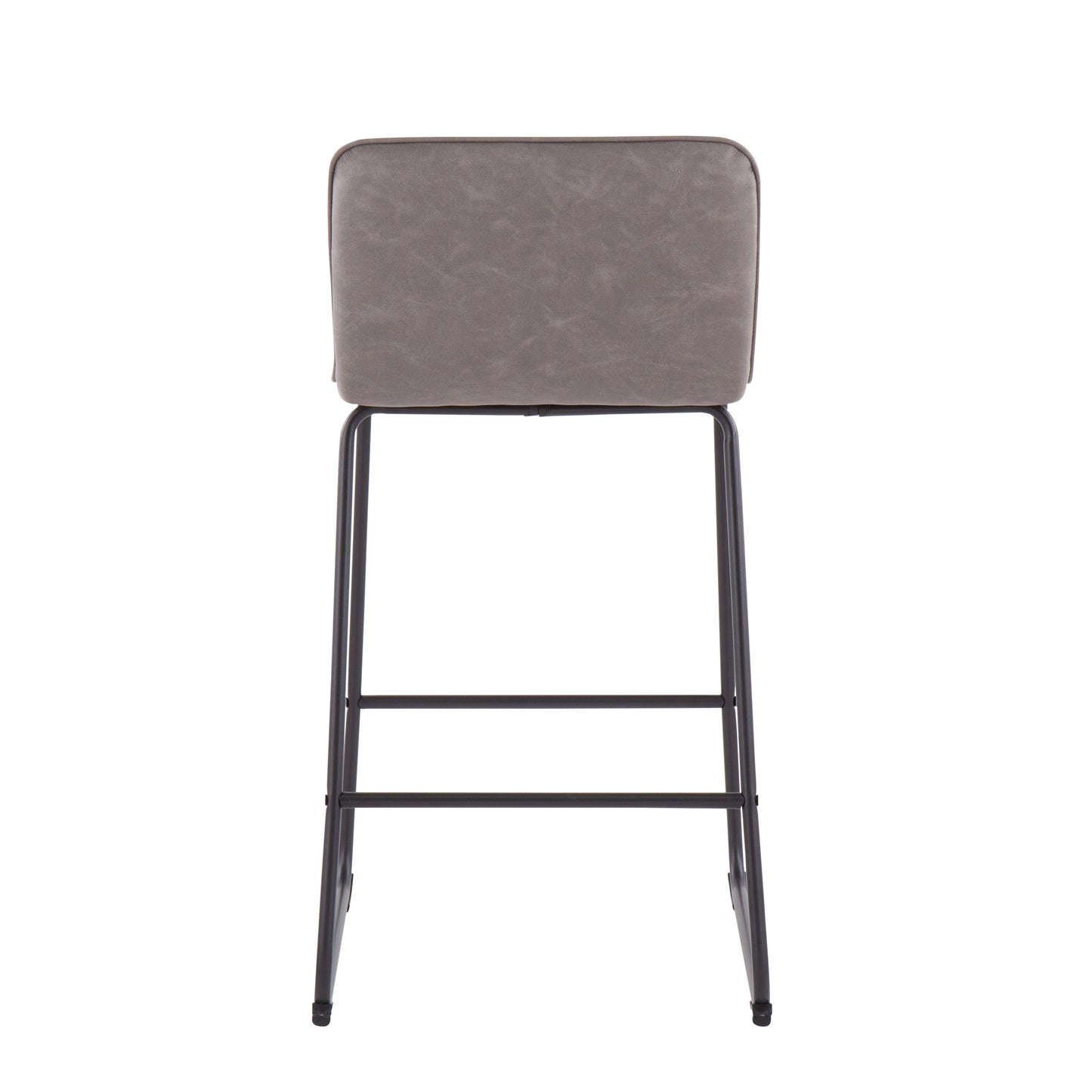 Ashira - Set of 2 - 24" Grey Faux Leather Counter Height Stools with Black Metal Legs