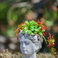 Greek Style Cement Head Planter Indoor Outdoor Home Garden Decor - Gray