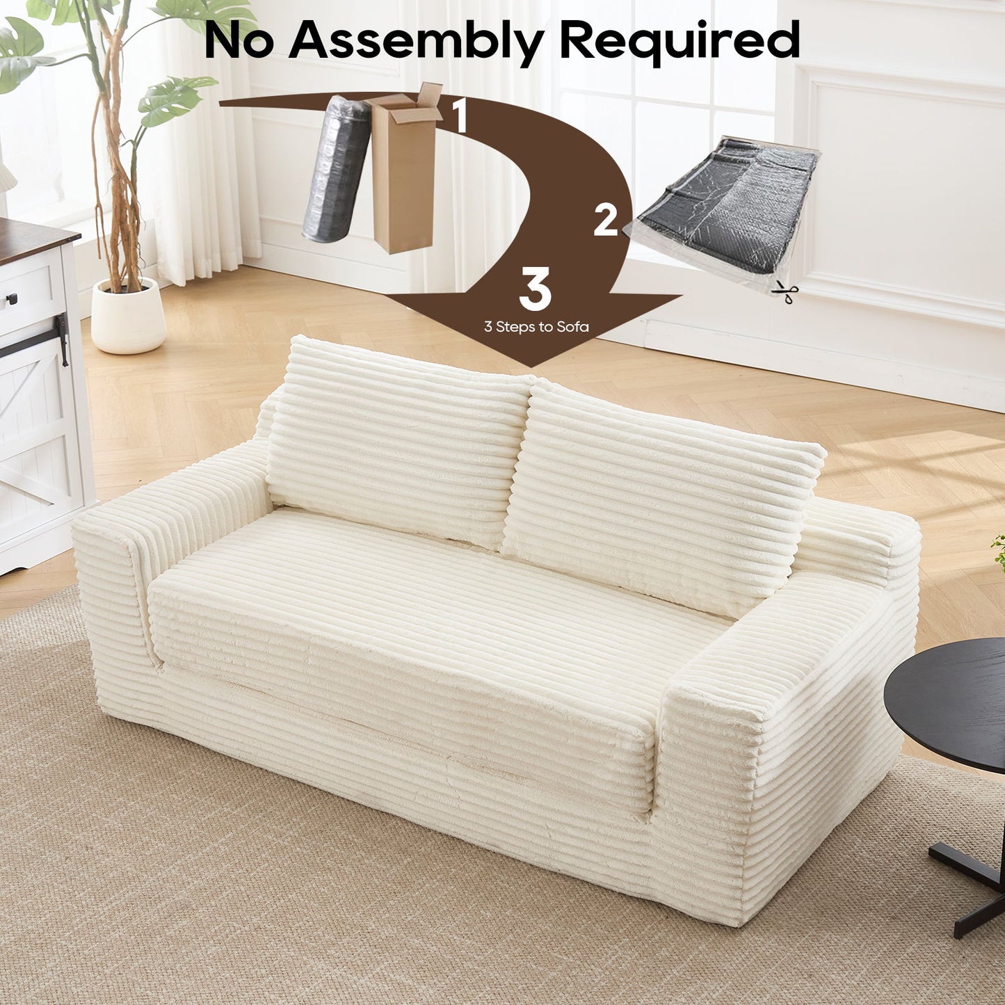 Convertible Loveseat Sofa Bed With Memory Foam & Steel Frame