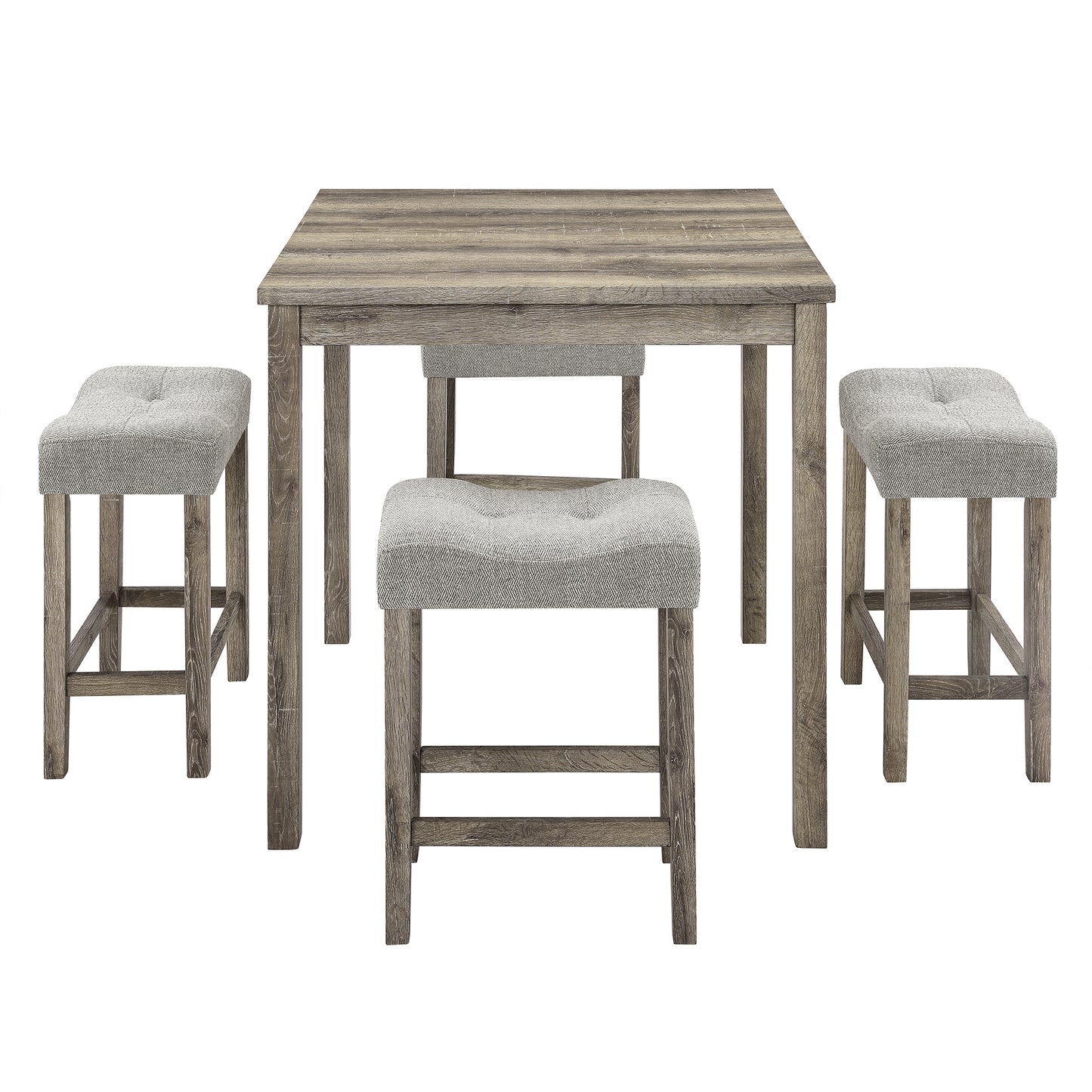 Meridian - Set of 2 - 24" Distressed Walnut Ladder Back Counter Height Chairs, Solid Wood & MDF