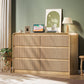6 Drawer Dresser With Fluted Panel For Bedroom - Beige / Natural