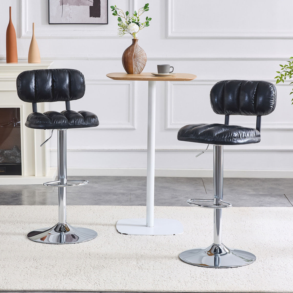 Adjustable Height Bar Stools With Footrest For Kitchen Island (Set of 2)