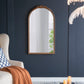Hand Carved Rose Antique Mirror Frame, Wood Arch Mirror Wall Decor For Living Room