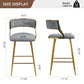 Astrid - Set of 2 - 26" Grey Corduroy Counter Height Bar Stools with Golden Chromed Base, Backrest, and Footrest