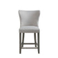 Vayla - Set of 1 - 25.5" Cream Upholstered Counter Stool with Wing Back and Solid Wood Legs