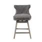 Gilded - Set of 2 - 26" Charcoal Upholstered Swivel Counter Stools with Low Back and Light Grey Solid Wood Legs