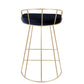 Solace - Set of 2 - 26" Blue Velvet Counter Stools with Gold Frame