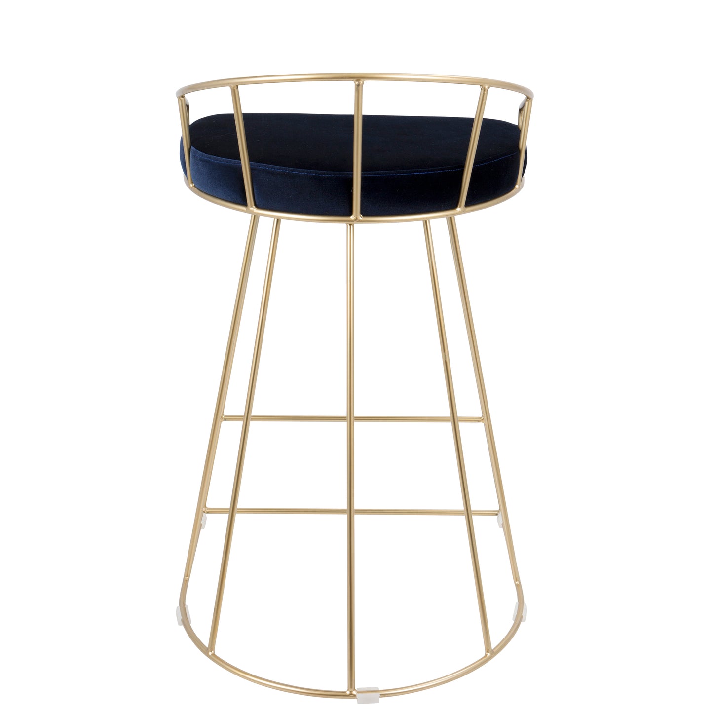 Solace - Set of 2 - 26" Blue Velvet Counter Stools with Gold Frame