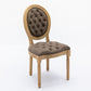 French Style Solid Wood Frame Antique Painting, Hand-Pulled Buckle Decoration Artificial Dining Chair With Nailhead Trim, Wood Legs