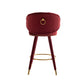 Cylvara - Set of 2 - 28" Claret Red Velvet Counter Height Bar Stools with Solid Wood Legs and 360° Swivel