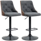 Seth - Set of 2 - 25.25" Dark Grey Adjustable Swivel Bar Stools with Tufted Back, 360° Rotation, Steel Base for Kitchen or Bar