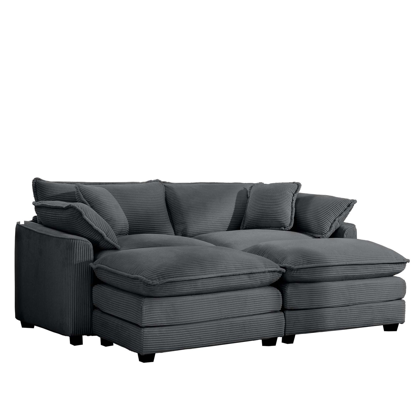 Modular Oversized Cushion Sofa With Ottoman, Low Back, Deep Seating Sofa Set
