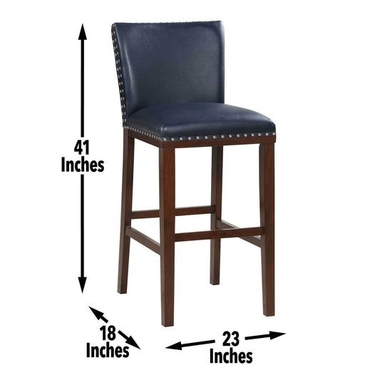 Newton - Set of 2 - 30" Black Bar Stools with 17" Wide x 20" Deep x 42" Tall Dimensions