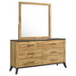 Georgina - 6 Drawer Dresser With Mirror - Natural Wood