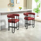 Lian - Set of 1- 24" Wine Red PU Modern Bar Stool with Ergonomic Backrest and Black Metal Frame